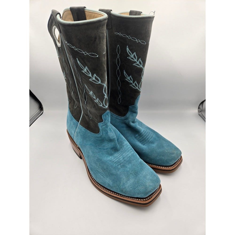 Horse Power Mens 9.5 EE Turquoise Roughout Suede Square Toe Western Boots HP9515